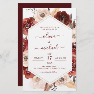 Papier Mariage de automne Budget Burnt Orange Floral