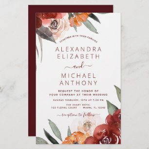 Papier Mariage de automne Budget Burnt Orange Floral