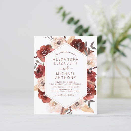 Papier Mariage de automne Budget Burnt Orange Floral (Debout devant)