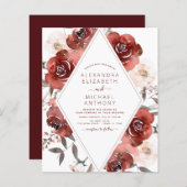 Papier Mariage de automne Budget Burnt Orange Floral (Devant / Derrière)