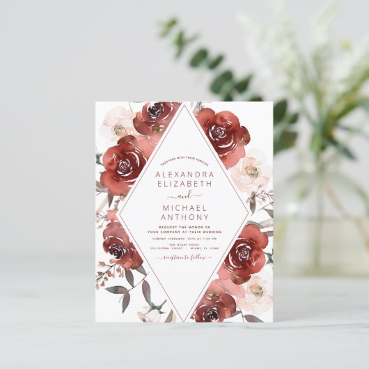 Papier Mariage de automne Budget Burnt Orange Floral (Debout devant)