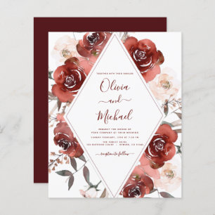 Papier Mariage de automne Budget Burnt Orange Floral