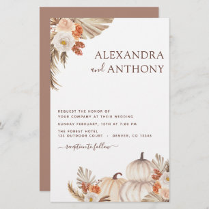 Papier Mariage de automne budget Citrouilles Pampas Grass