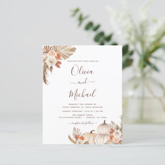 Papier Mariage de automne Budget Pampas Grass Terracotta (Debout devant)