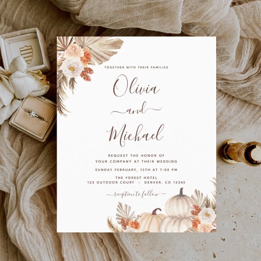 Papier Mariage de automne Budget Pampas Grass Terracotta