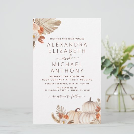 Papier Mariage de automne Budget Pampas Grass Terracotta (Debout devant)