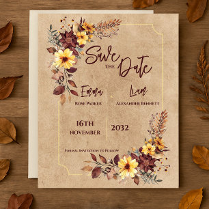 Papier Mariage de automne floral de Bourgogne rustique En
