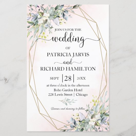 Papier Mariage de budget géométrique floue 5,5 x 8,5 (Devant)