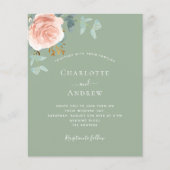 Papier Mariage de budget Sage vert rose or blush (Devant)