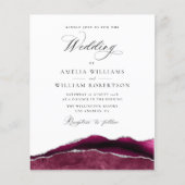 Papier mariage de calligraphie moderne bordeaux et argent (Devant)