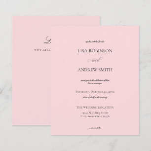 Papier Mariage de calligraphie rose pâle Budget