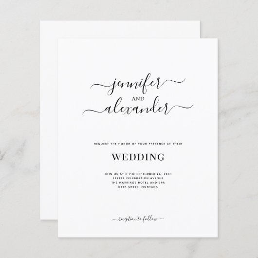 Papier Mariage de calligraphie tout en un (Devant / Derrière)