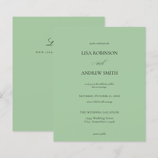 Papier Mariage de calligraphie verte de la Monnaie Budget (Devant / Derrière)