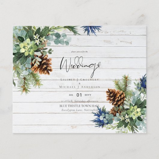 Papier MARIAGE de chardon bleu hiver BUDGET (Devant)