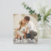 Papier Mariage de chien Enregistrer la date Budget QR Cod (Debout devant)