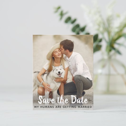 Papier Mariage de chien Enregistrer la date Budget QR Cod (Debout devant)