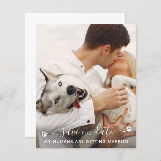 Papier Mariage de chien photo animal Enregistrer la date  (Devant / Derrière)