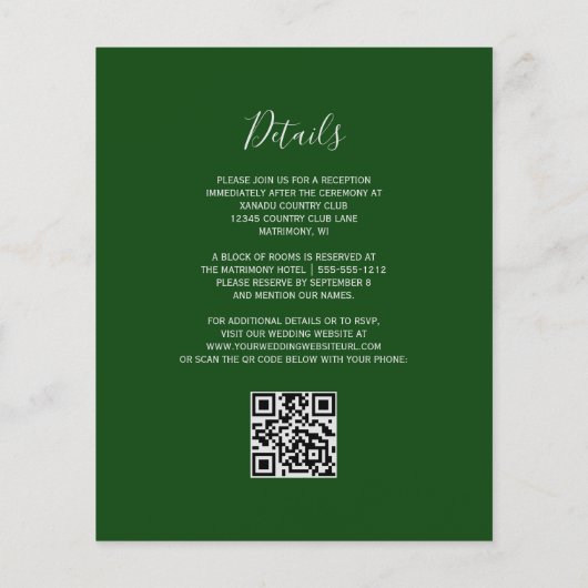 Papier Mariage de code QR argenté argent de chasseur de b (Dos)