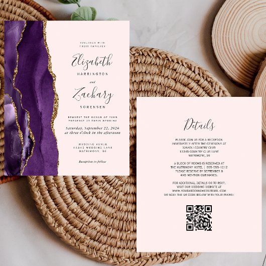Papier Mariage de code QR Blush Gold Agush Budget