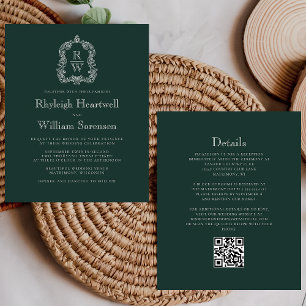 Papier Mariage de code QR de la crête verte de la forêt b