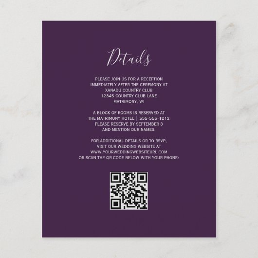 Papier Mariage de code QR de la Parties scintillant d'arg (Dos)