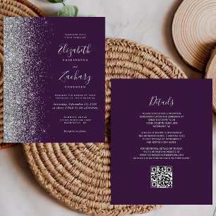Papier Mariage de code QR de la Parties scintillant d'arg