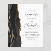 Papier Mariage de code QR de l'Agate Black Gold Budget (Devant)