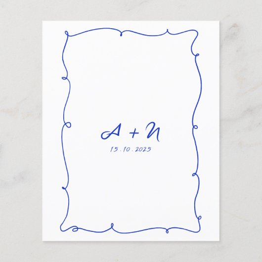 Papier Mariage de code QR du monogramme bleu budget (Dos)