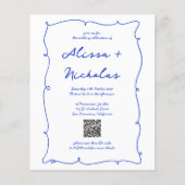 Papier Mariage de code QR du monogramme bleu budget (Devant)