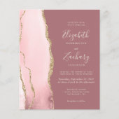 Papier Mariage de code QR du Rose d'âge Gold Blush Budget (Devant)