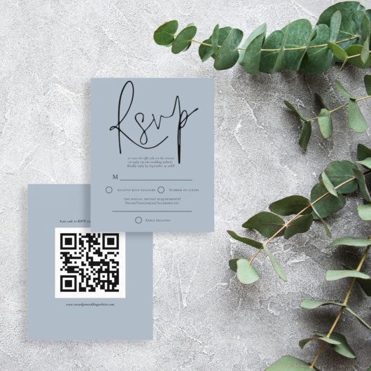 Papier Mariage de code QR du script budgétaire Dusty Blue