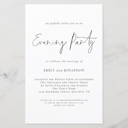 Papier Mariage de code QR du script budgétaire Invitation (Devant)