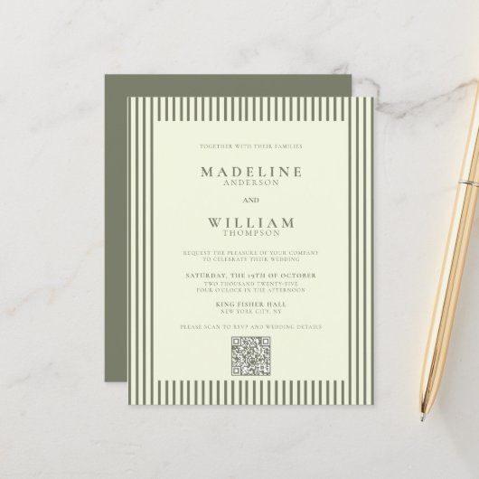 Papier MARIAGE de code Qr écorce écoresponsable BUDGET (Devant/Arrière en situation)