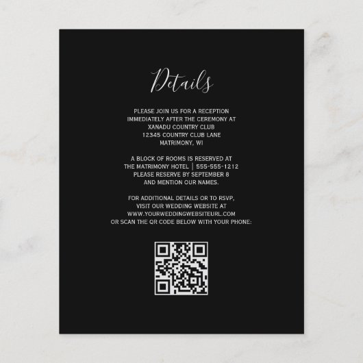 Papier Mariage de code QR noir couleur argent violet budg (Dos)