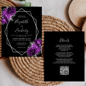 Papier Mariage de code QR noir couleur argent violet budg