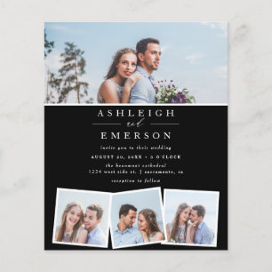 Papier Mariage de collage photo noir minimaliste du budge