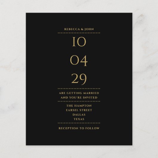 Papier Mariage de date noir et or budget (Devant)