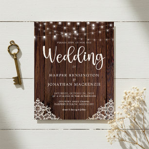 Papier Mariage de dentelle de bois rustique budget