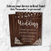 Papier Mariage de dentelle de bois rustique budget