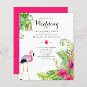 Papier Mariage de Flamant rose tropical invite Fuchsia Gi (Devant / Derrière)