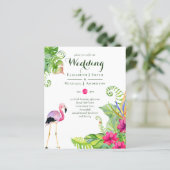 Papier Mariage de Flamant rose tropical invite Fuchsia Gi (Debout devant)