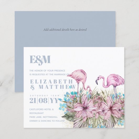 Papier Mariage de Flamants roses tropicaux (Devant / Derrière)