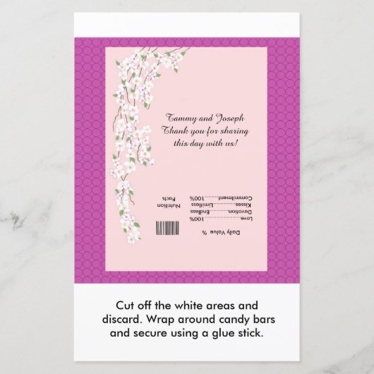 Papier Mariage de fleurs Barre de bonbons (Devant)