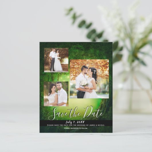 Papier Mariage de forêt verte enchantée Photo Enregistrer (Debout devant)