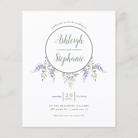 Papier Mariage de goutte d'aquarelle budgétaire (Devant)