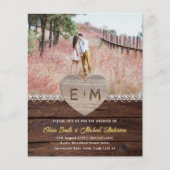 Papier Mariage de grange | Rustic Wood dentelle photo Bud (Devant)