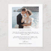 Papier Mariage de Merci de budget photo Gold Script moder (Dos)