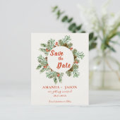 Papier Mariage de Noël des Berries rouges rustiques Sauve (Debout devant)