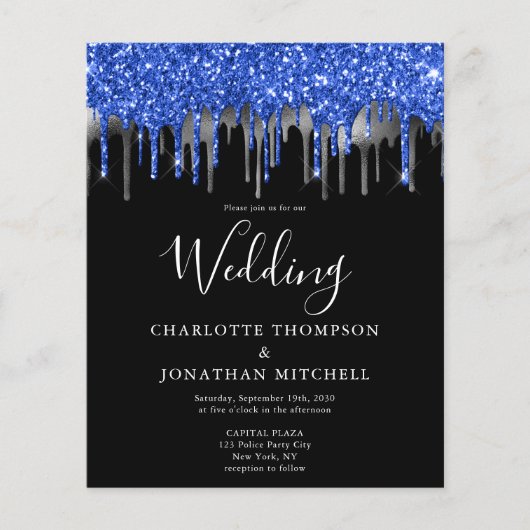 Papier Mariage de Parties scintillant argent bleu élégant (Devant)