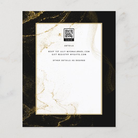 Papier Mariage de Parties scintillant Black Gold moderne (Dos)
